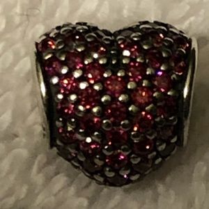 PANDORA RED SPARKLING PAVE HEART CHARM
